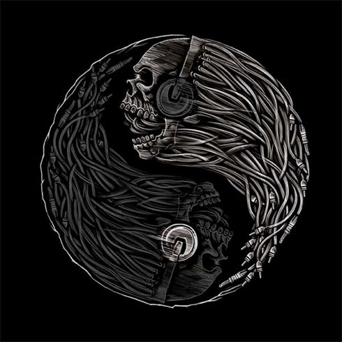 Liquid Blue Yin Yang Music Skulls Nintendo 2DS XL (2017) Skin